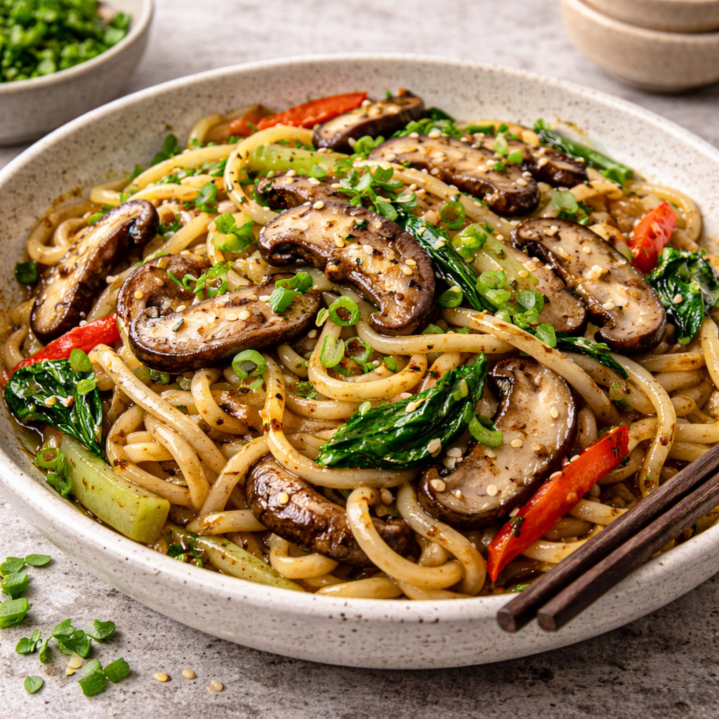 Shiitake Garlic Soy Noodles Recipe