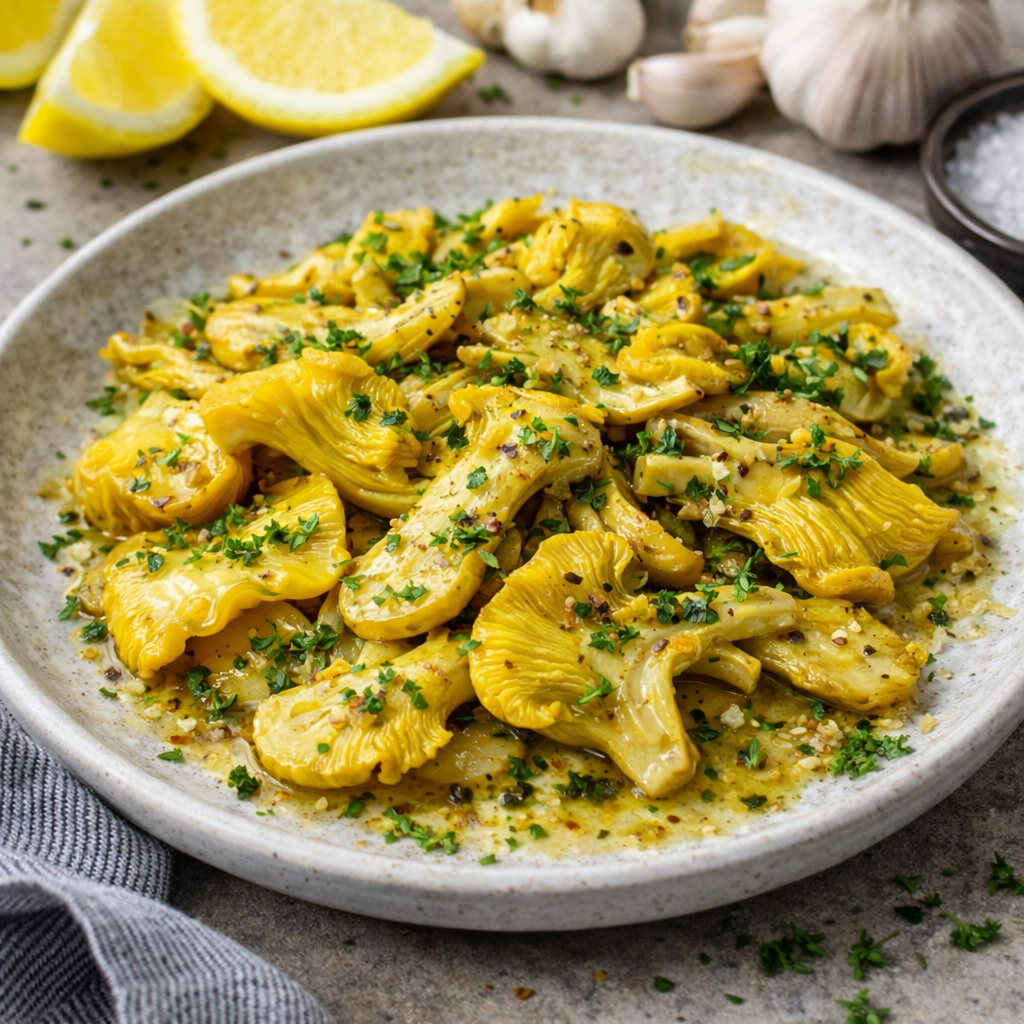Lemon & Garlic Yellow Oyster Mushrooms Recipe