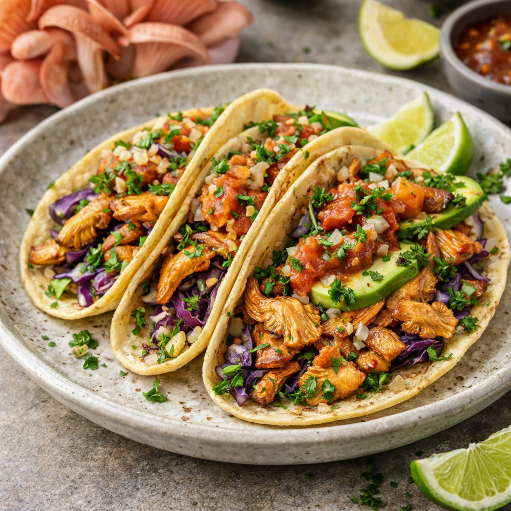 Crispy Pink Oyster Mushroom Tacos Recipe