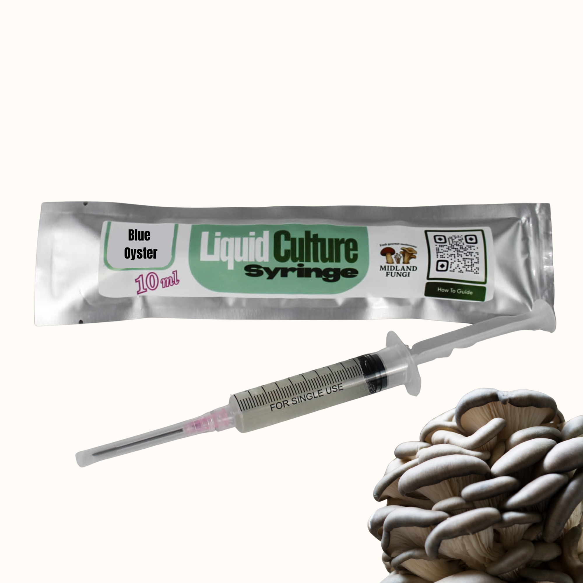 Blue Oyster Liquid Culture Syringe 10ml