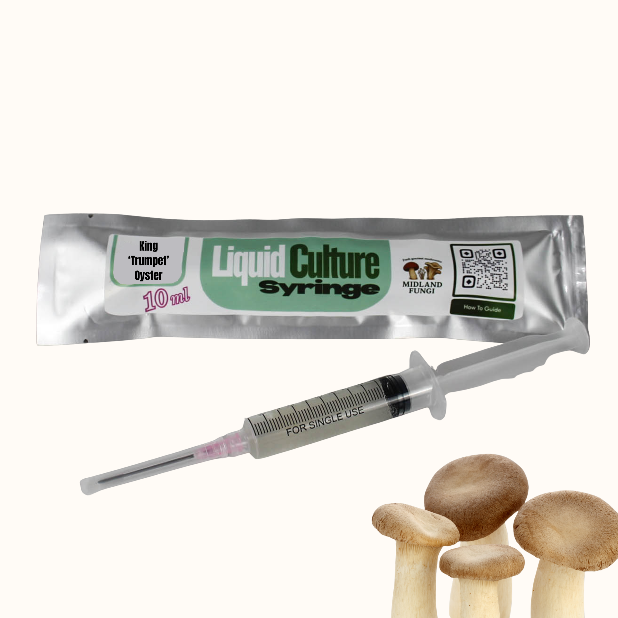 King ‘Trumpet’ Oyster Liquid Culture Syringe 10ml